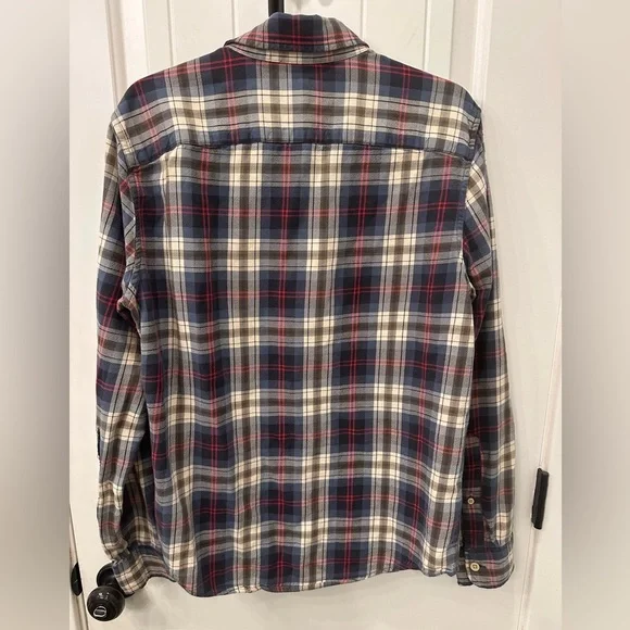 Abercrombie & Fitch Navy Red Flannel Plaid Shirt M Slim - Picture 5 of 5